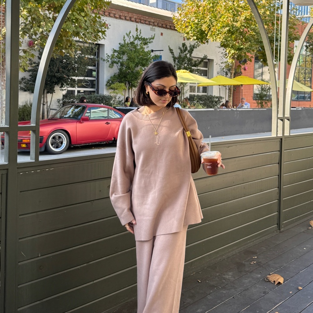 Knitted Crew Neck Jumper and Pants Set